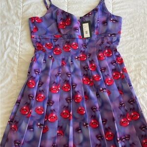 Marc Jacobs Red and Purple Pleated A-Line Dress for Prom